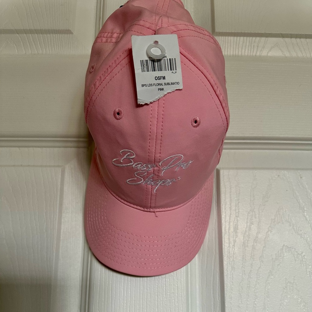 Women Bass Pro Shops Floral Brim Strapback Adjustable Hat Cap Hunt Fish Mom Pink
